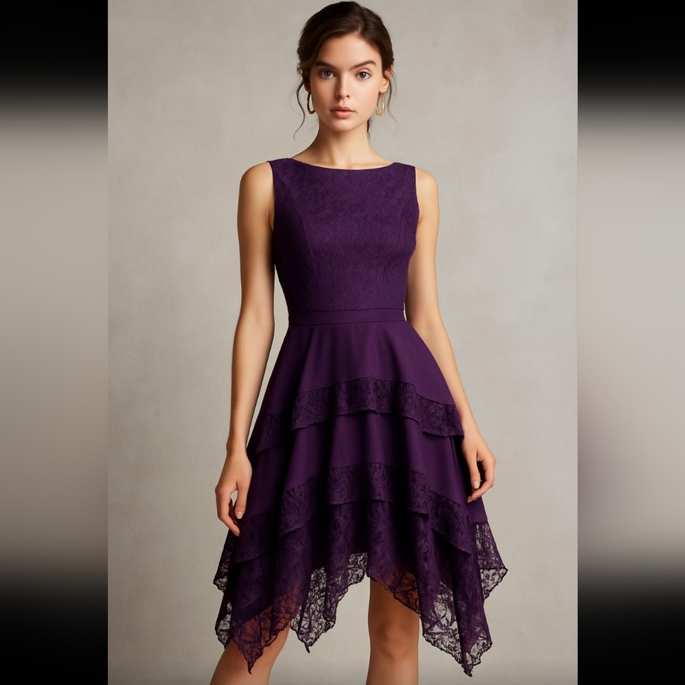 laced chiffon dress - Picture 1 of 5